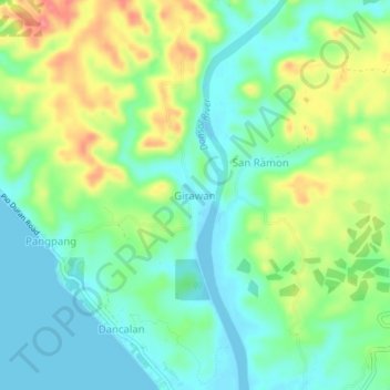Topografische Karte Girawan, Höhe, Relief
