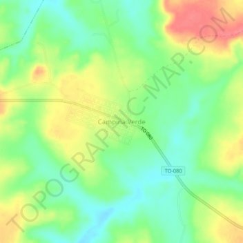 Topografische Karte Campina Verde, Höhe, Relief