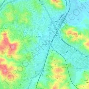 Topografische Karte Al Azifat, Höhe, Relief