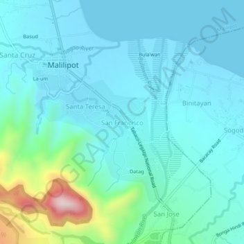 Topografische Karte San Francisco, Höhe, Relief
