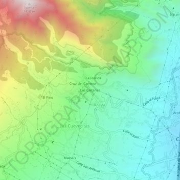 Topografische Karte Las Caitanas, Höhe, Relief