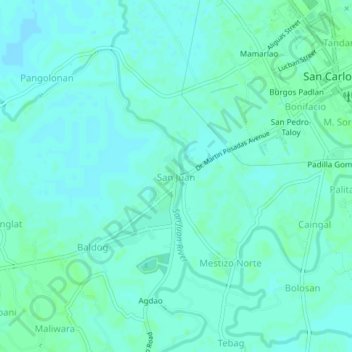 Topografische Karte San Juan, Höhe, Relief