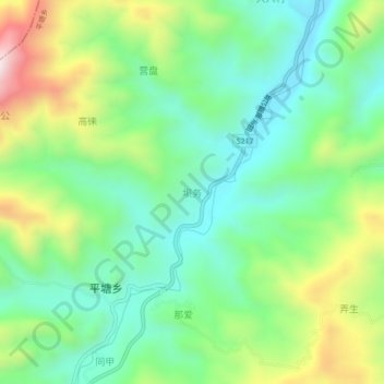 Topografische Karte 坝务, Höhe, Relief