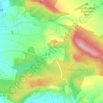 Topografische Karte Völkerhausen, Höhe, Relief