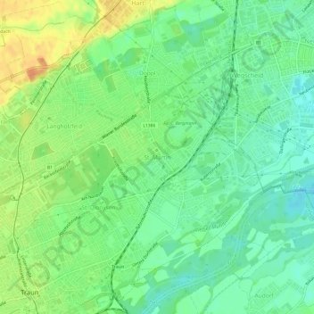 Topografische Karte St. Martin, Höhe, Relief