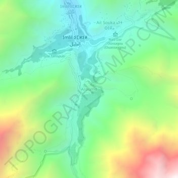 Topografische Karte Aroumd, Höhe, Relief