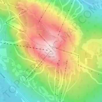 Topografische Karte Levi, Höhe, Relief