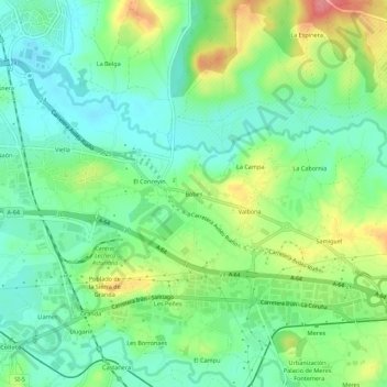 Topografische Karte Bobes, Höhe, Relief