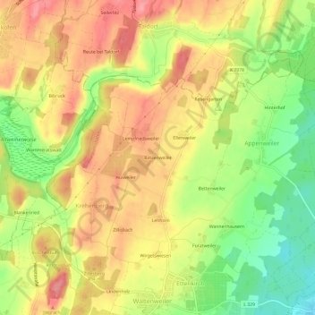 Topografische Karte Batzenweiler, Höhe, Relief