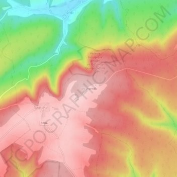 Topografische Karte Les Charmes, Höhe, Relief