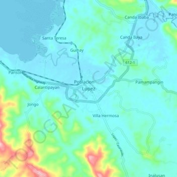 Topografische Karte Lopez, Höhe, Relief