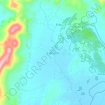 Topografische Karte Bulbulala, Höhe, Relief