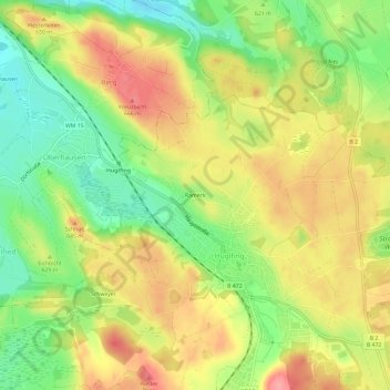 Topografische Karte Rameck, Höhe, Relief