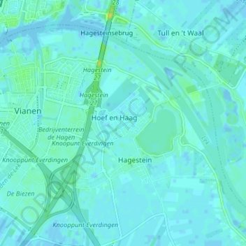 Topografische Karte Hoef en Haag, Höhe, Relief