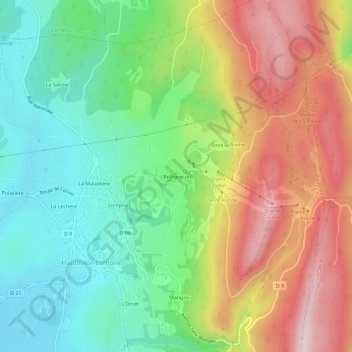 Topografische Karte Belligneux, Höhe, Relief