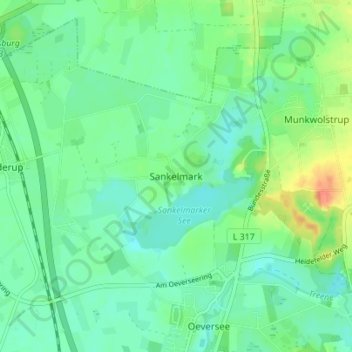 Topografische Karte Sankelmark, Höhe, Relief