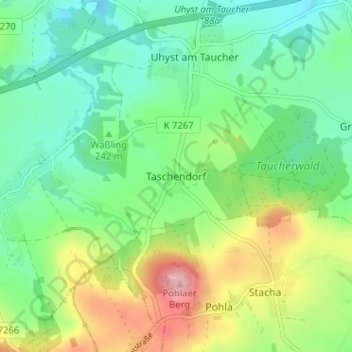 Topografische Karte Taschendorf, Höhe, Relief