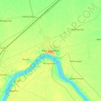 Topografische Karte Keshoraipatan, Höhe, Relief