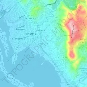 Topografische Karte Pag-asa, Höhe, Relief
