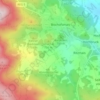Topografische Karte Kleinbärnbach, Höhe, Relief