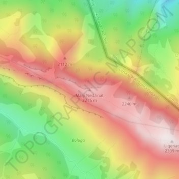 Topografische Karte Malji Nečinat, Höhe, Relief