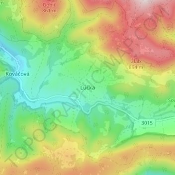 Topografische Karte Lúčka, Höhe, Relief