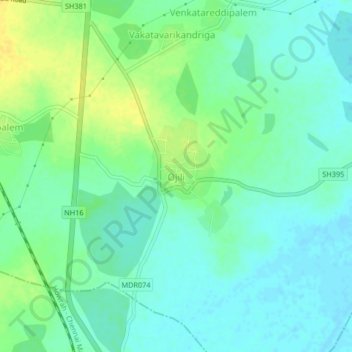 Topografische Karte Ojili, Höhe, Relief