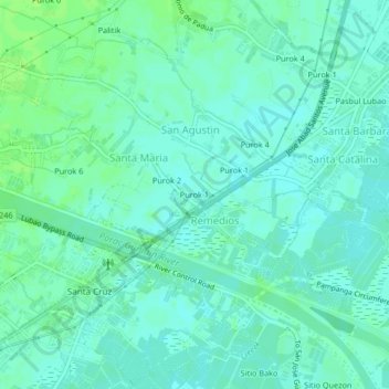 Topografische Karte Purok 1, Höhe, Relief