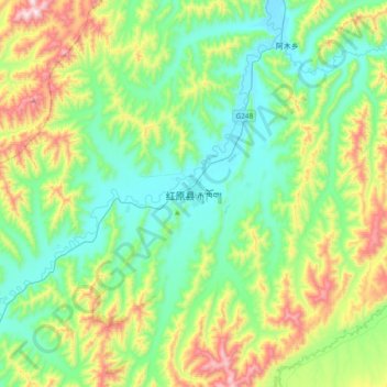 Topografische Karte 红原县, Höhe, Relief