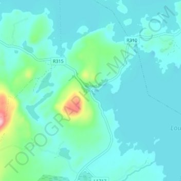Topografische Karte Pontoon, Höhe, Relief