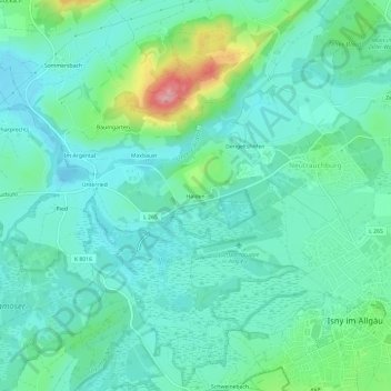 Topografische Karte Halden, Höhe, Relief