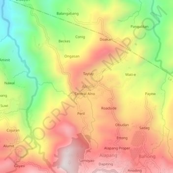 Topografische Karte Alno, Höhe, Relief