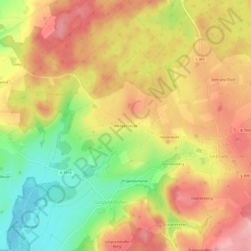 Topografische Karte Wengenreute, Höhe, Relief
