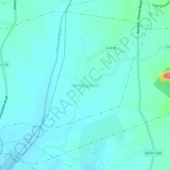 Topografische Karte Nellikuppam, Höhe, Relief