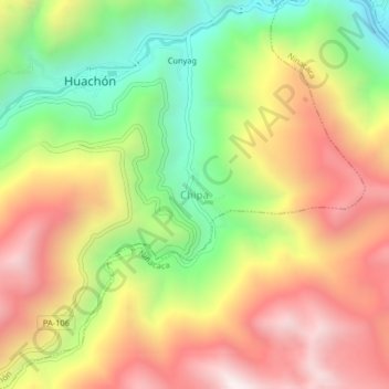 Topografische Karte Chipa, Höhe, Relief