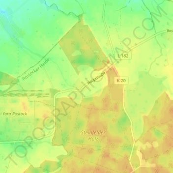 Topografische Karte Cordshagen, Höhe, Relief