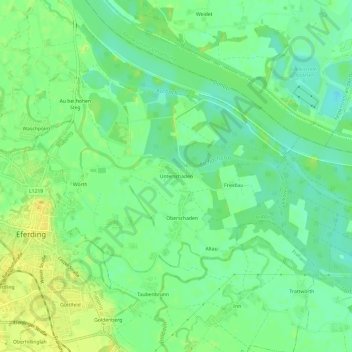 Topografische Karte Unterschaden, Höhe, Relief