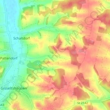 Topografische Karte Kreuzthann, Höhe, Relief