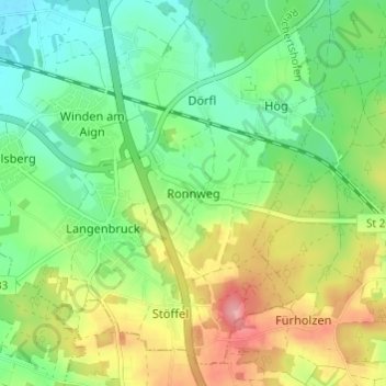Topografische Karte Ronnweg, Höhe, Relief