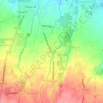 Topografische Karte Balite I, Höhe, Relief