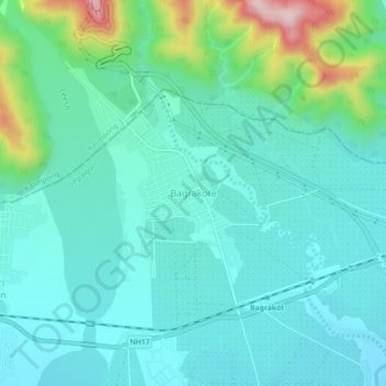 Topografische Karte Bagrakote, Höhe, Relief