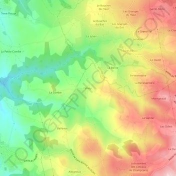 Topografische Karte Vinoy, Höhe, Relief