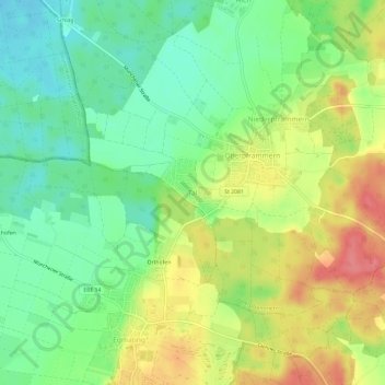 Topografische Karte Tal, Höhe, Relief