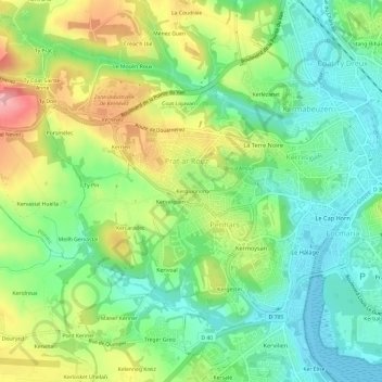 Topografische Karte Kerguignon, Höhe, Relief