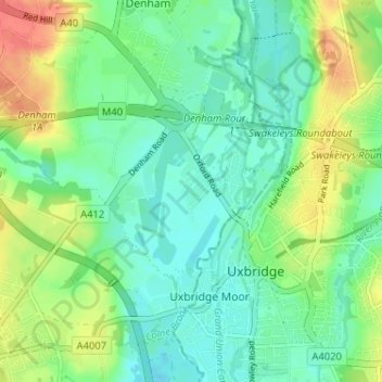 Topografische Karte New Denham, Höhe, Relief