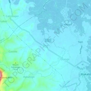 Topografische Karte Tina, Höhe, Relief