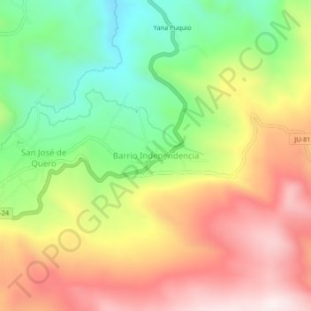 Topografische Karte Barrio Independencia, Höhe, Relief