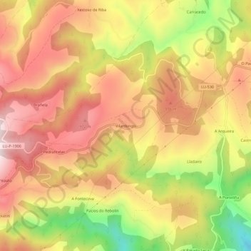 Topografische Karte Vilardongo, Höhe, Relief