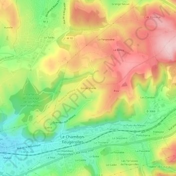 Topografische Karte Borde Matin, Höhe, Relief