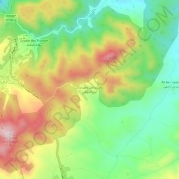 Topografische Karte Douars Lahouafi, Höhe, Relief